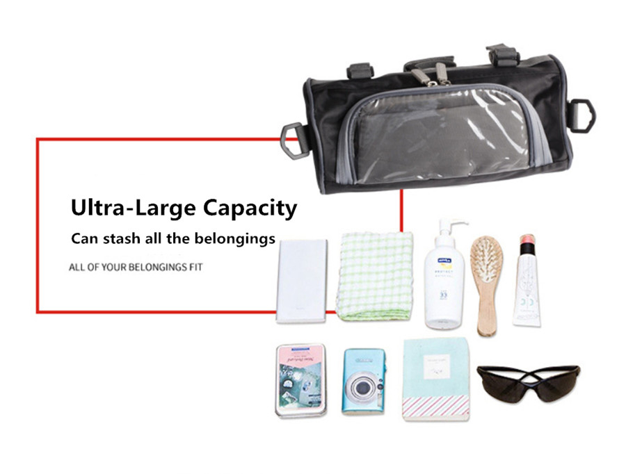 Motorcycle Handlebar Storage Bag Front Fork Pouch Smartphone Pocket Waterproof