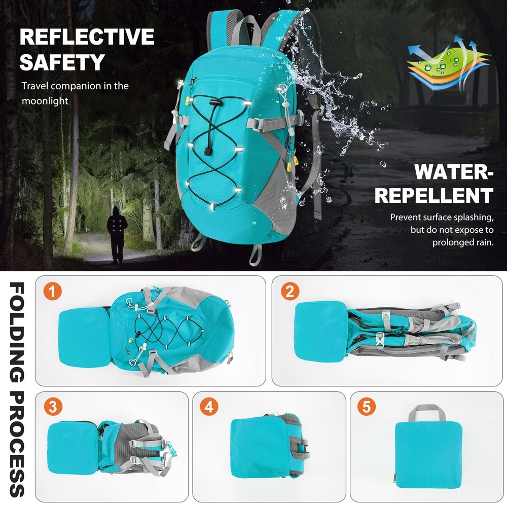 20L Hiking Backpack Lightweight Packable Hiking Daypack, Foldable Small Trave...