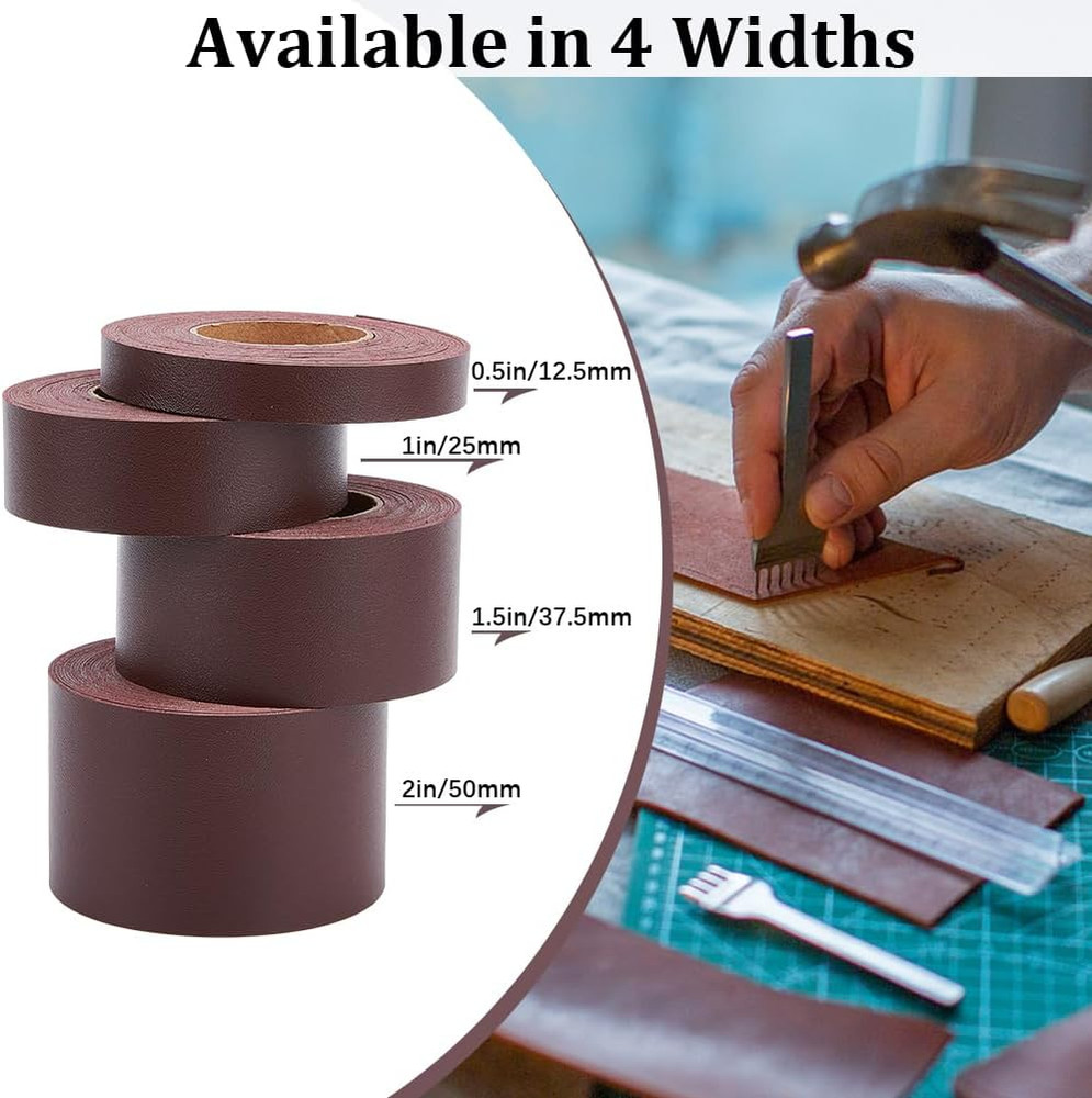 1/2" Wide Double-Sided Leather Cord 79" Flat Lychee Grain Leather Strips Strings