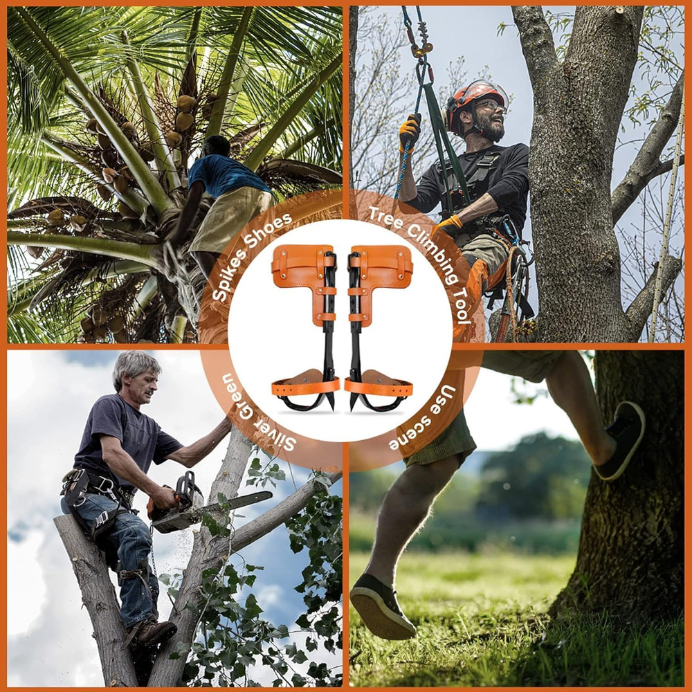 Tree Climbing Spikes Set Upgraded Leather Tree Climbing Tool Set with Harness Be