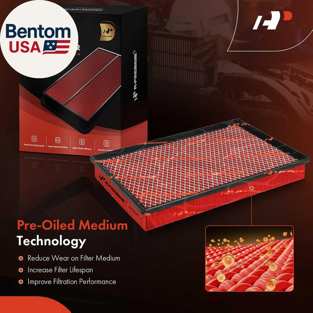 High-Performance, Pre-Oiled Engine Air Filter Compatible with Dodge Models - Ram