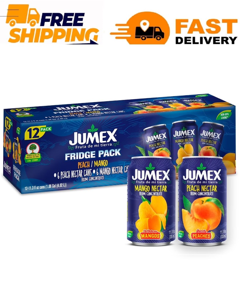 Jumex Mango and Peach Nectar from Concentrate, 11.3 Fl. Oz., 12 Count