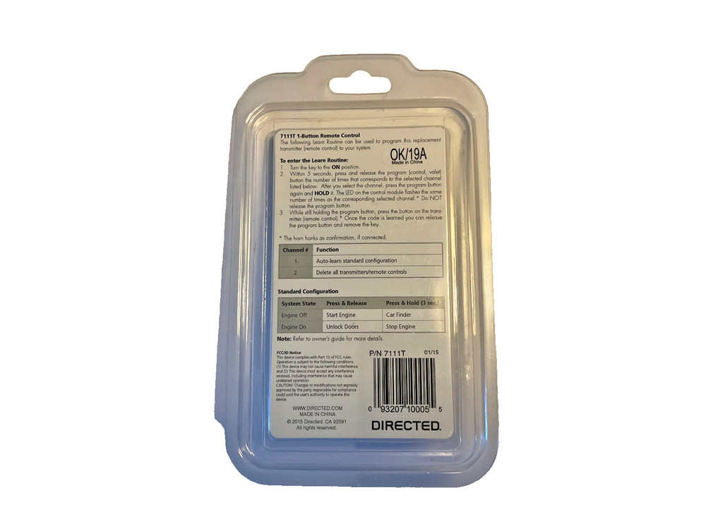 Directed Electronics 7111T 1 Button Remote Transmitter for 7111v 7111x 7111p