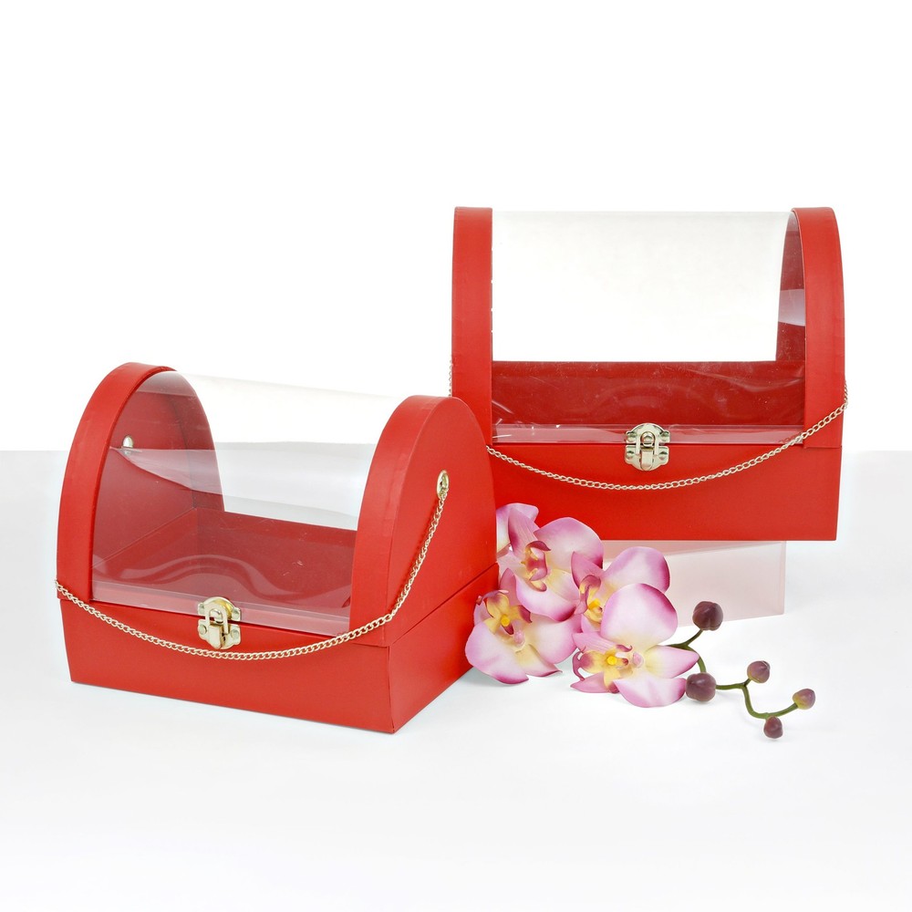 Set of 2, Clutch Shape Flower/Gift Boxes, White | W326
