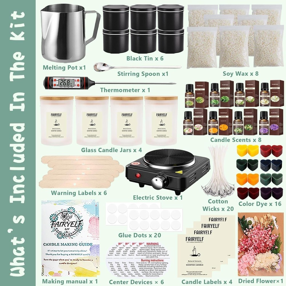 Creative Candle Making Kit - 96 Pieces with Wax Melter & Craft Essentials