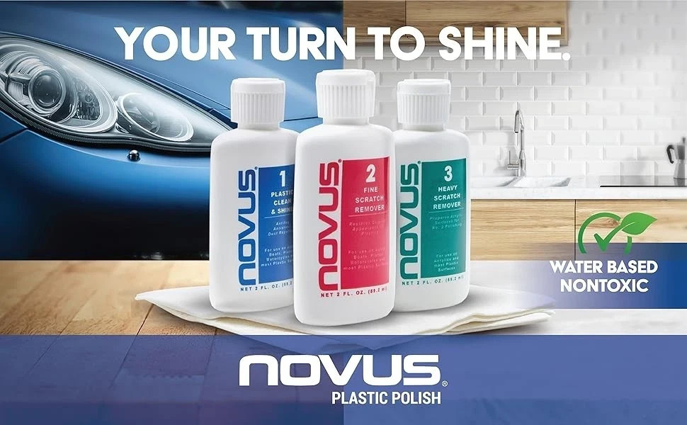3PC NOVUS KIT PLASTIC POLISH SCRATCH RESTORATION CLEANER SYSTEM