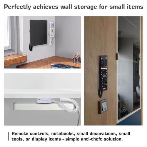 4-Pack Magnetic Remote Control Holders with Spring Ropes Black 70 inch，4 Pack