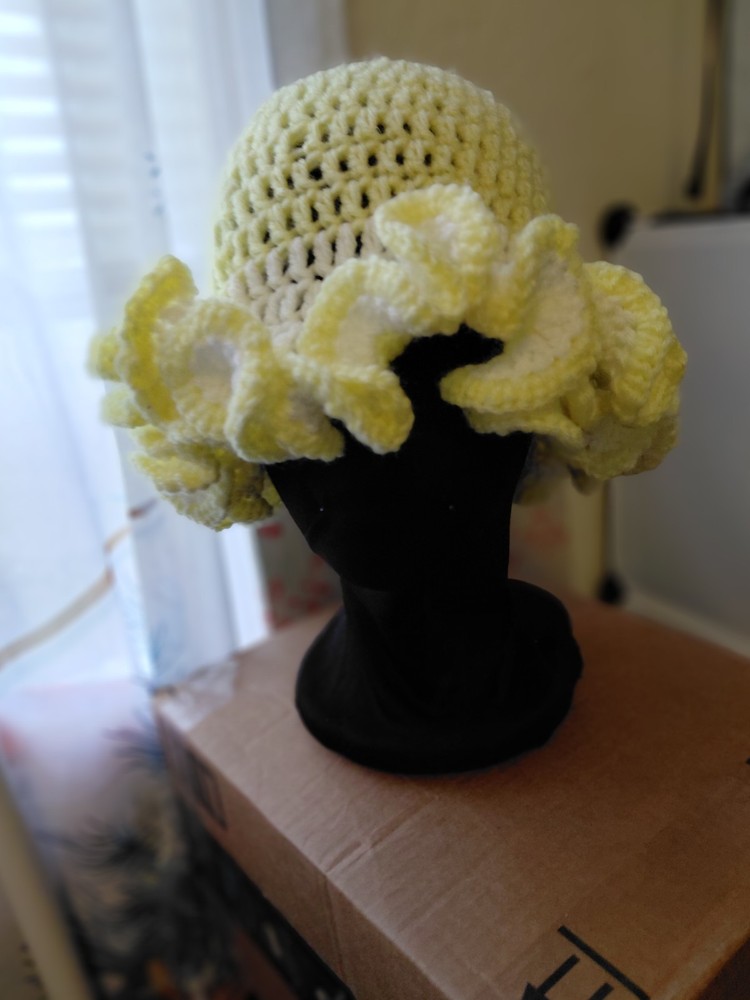 Handmade crochet ruffle hat