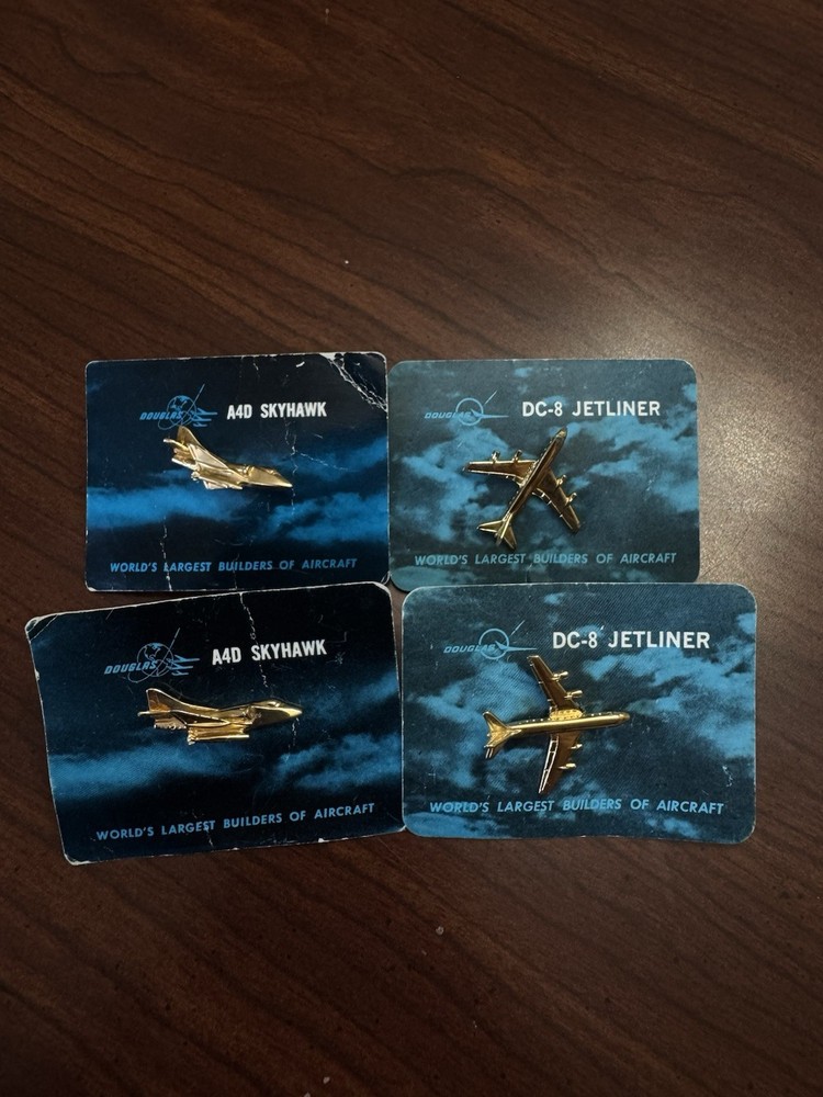 DC-8 Jetliner & A4D Skyhawk Vintage Pins