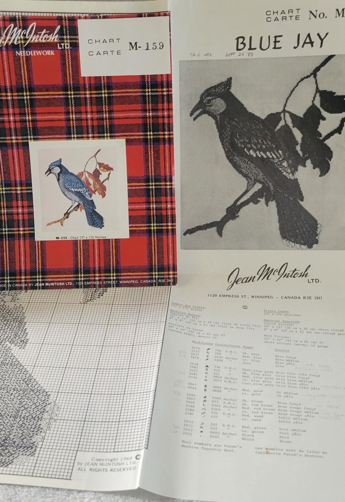 "Blue Jay" Jean McIntosh Cross Stitch Pattern #M-159