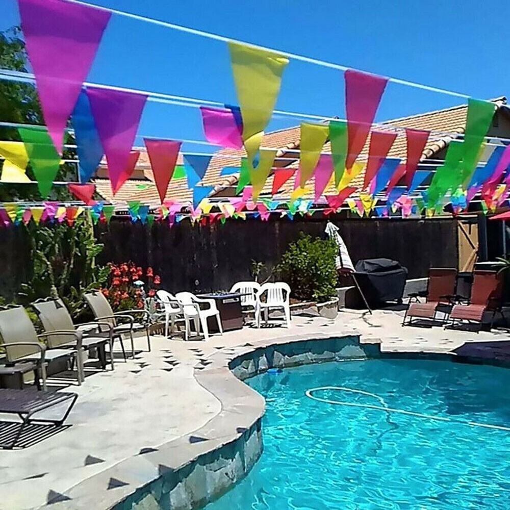 Bunting Triangle Flags 100 Flags 50 Meters Large 14*21CM Plastic Material