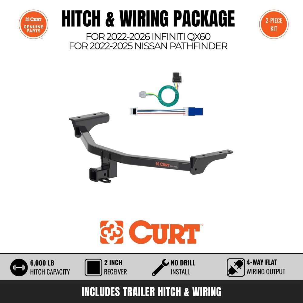 Curt Class 3 Hitch & Wiring Harness Bundle for 22-25 Pathfinder / 22-26 QX60