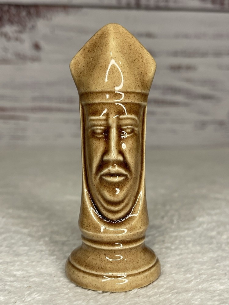 Duncan Mold Glazed Ceramic Chess Replacement Piece Bishop Tan Brown Vintage