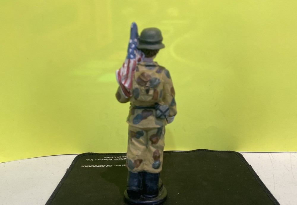paratrooper Holding American Flag