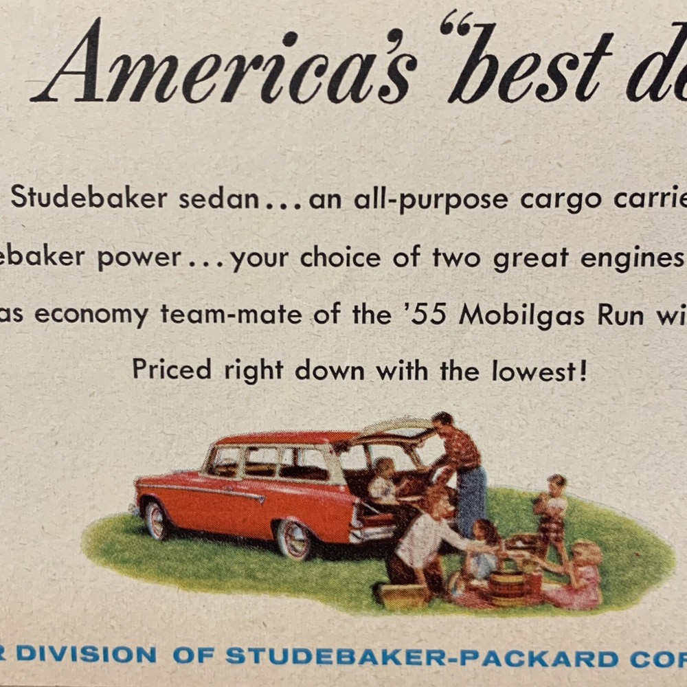 Vintage 1955 Studebaker station wagon advertisement￼