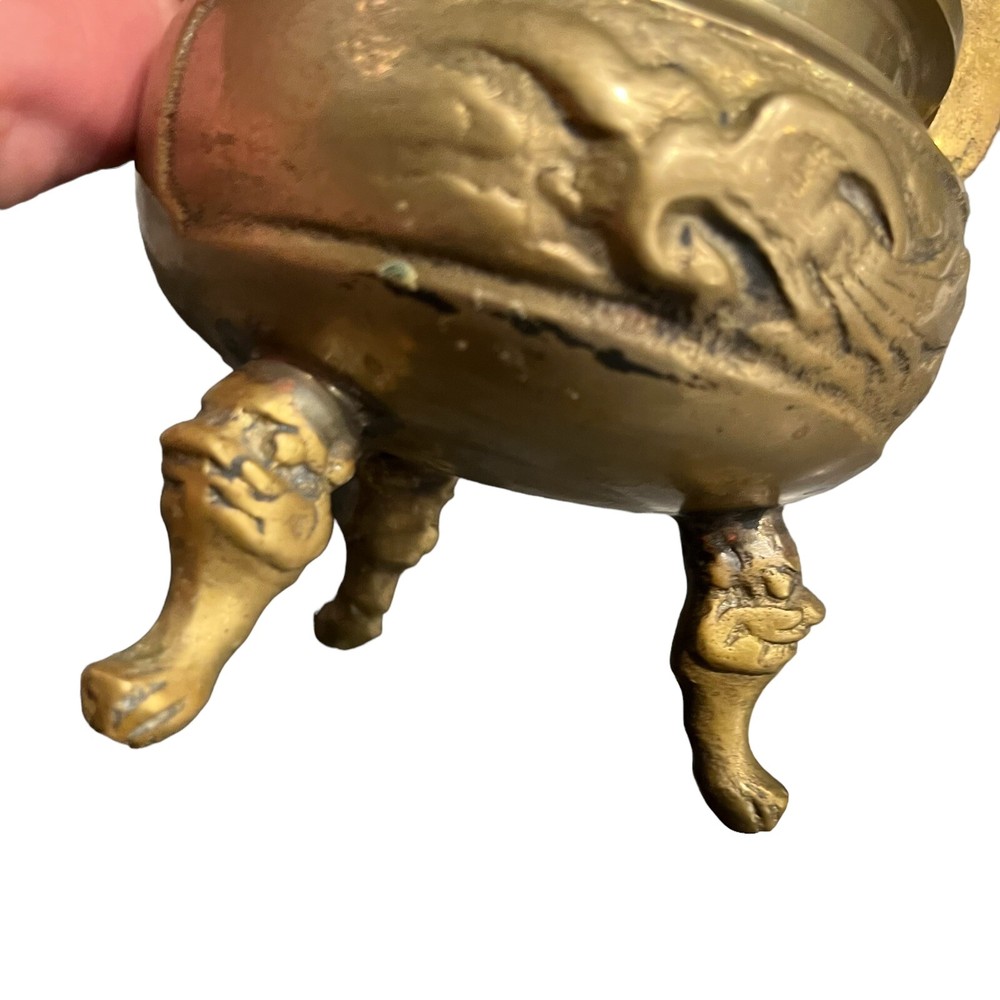 Solid Brass Incense Burner Foo Dog Finial