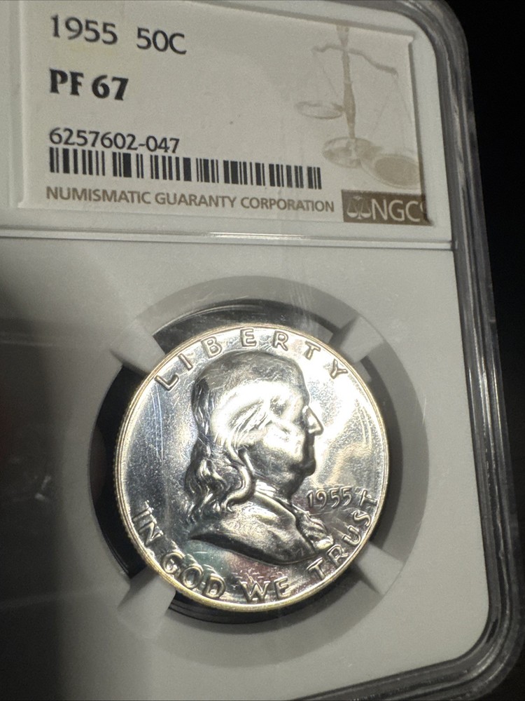 1955 Franklin Silver Half Dollar NGC PF67