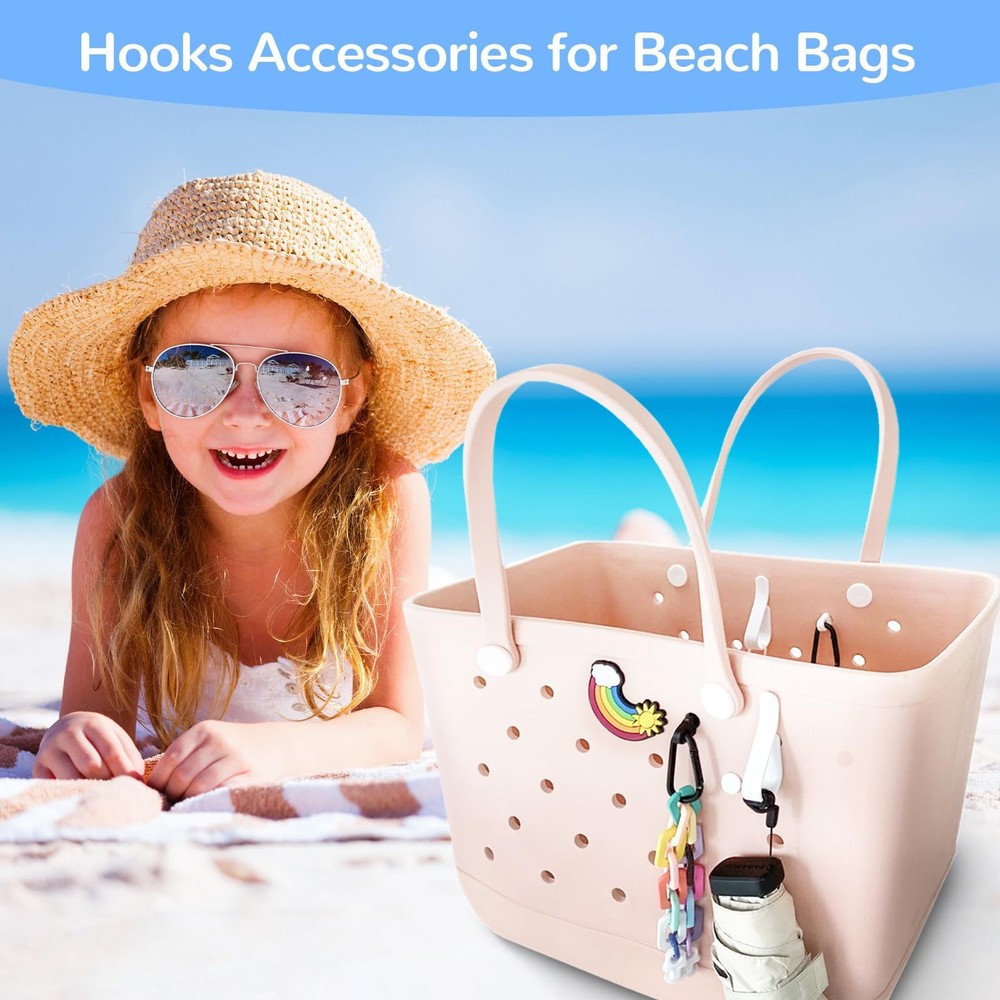 4Pcs Hooks Set Accessories Compatible for Bogg Bag, Insert Small, Pink