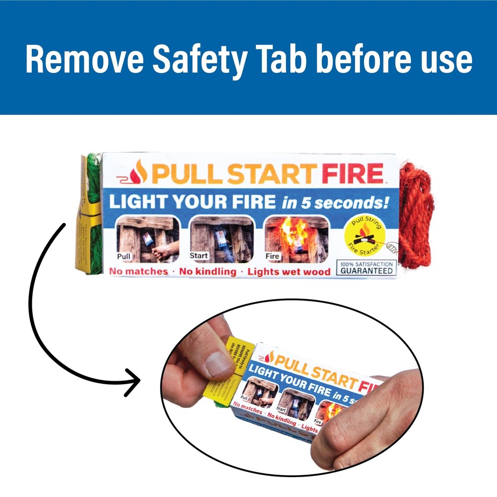 Pull Start Fire String Firestarter | No Matches 6 Count, Multicolor