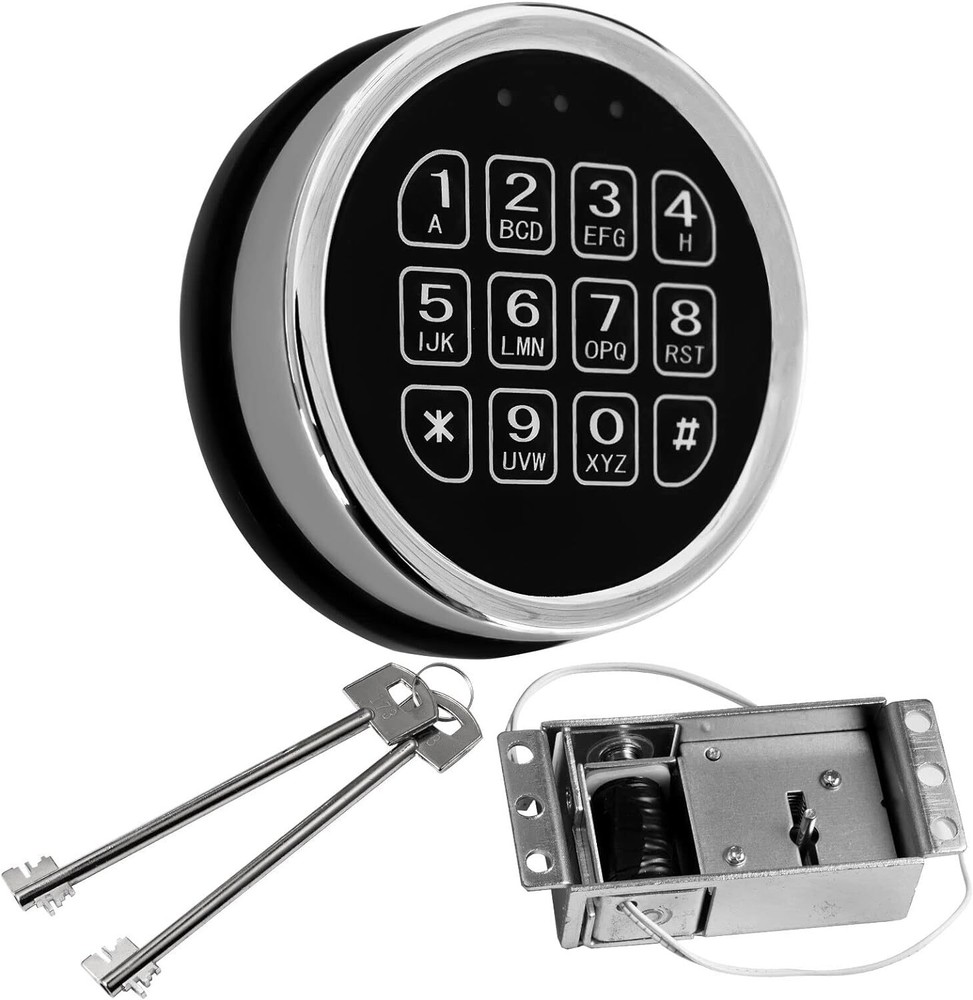 Gun Safe Lock Replacement Chrome Keypad Electronic Safe Lock with Solenoid Lock
