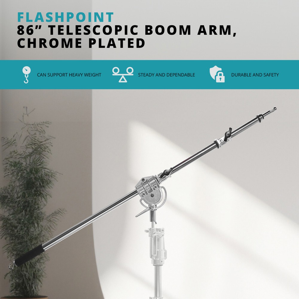 Flashpoint 86" Telescopic Boom Arm, Chrome-Plated #FP-LSBA