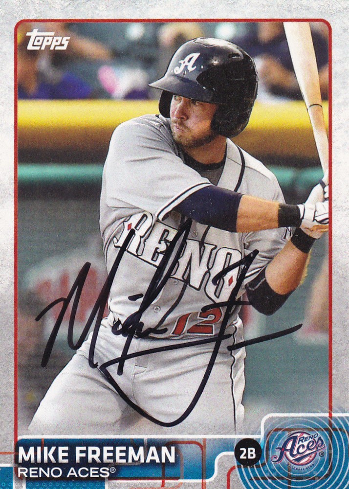 MIKE FREEMAN RENO ACES SIGNED BASEBALL CARD DIAMONDBACKS DODGERS MARINERS CUBS