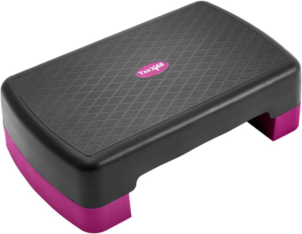 18.9" Aerobic Exercise Step Platform with 2 Risers, Adjustable Height Workout St