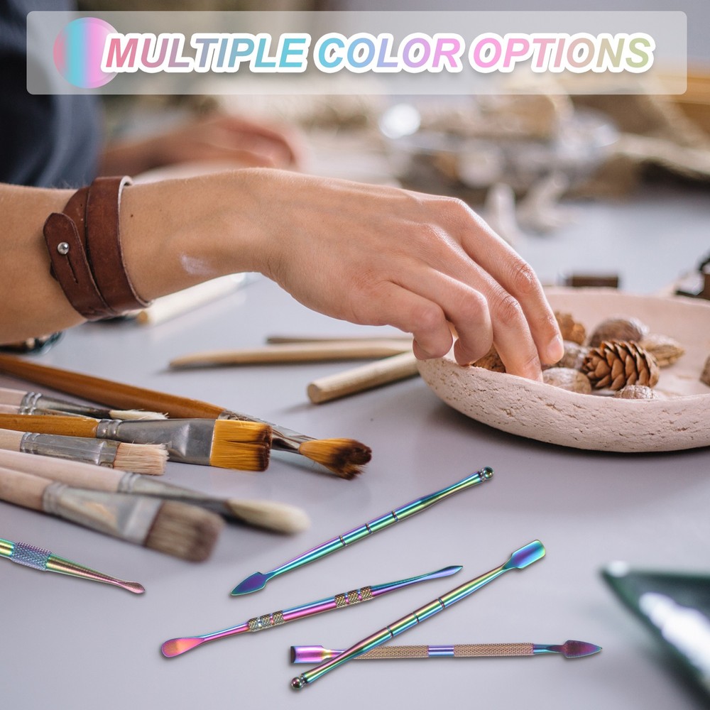 6 Pcs Wax Carving Tools with Silicone Container Jar, Silver Tone