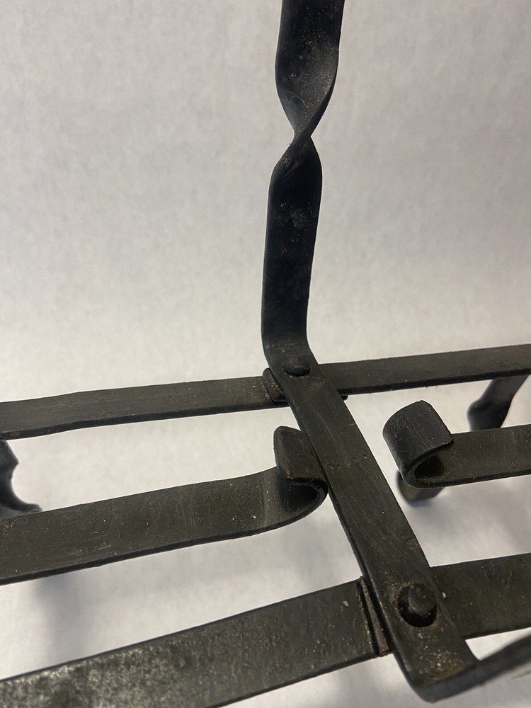 Vintage Rustic Black Wrought Iron Magazine Rack