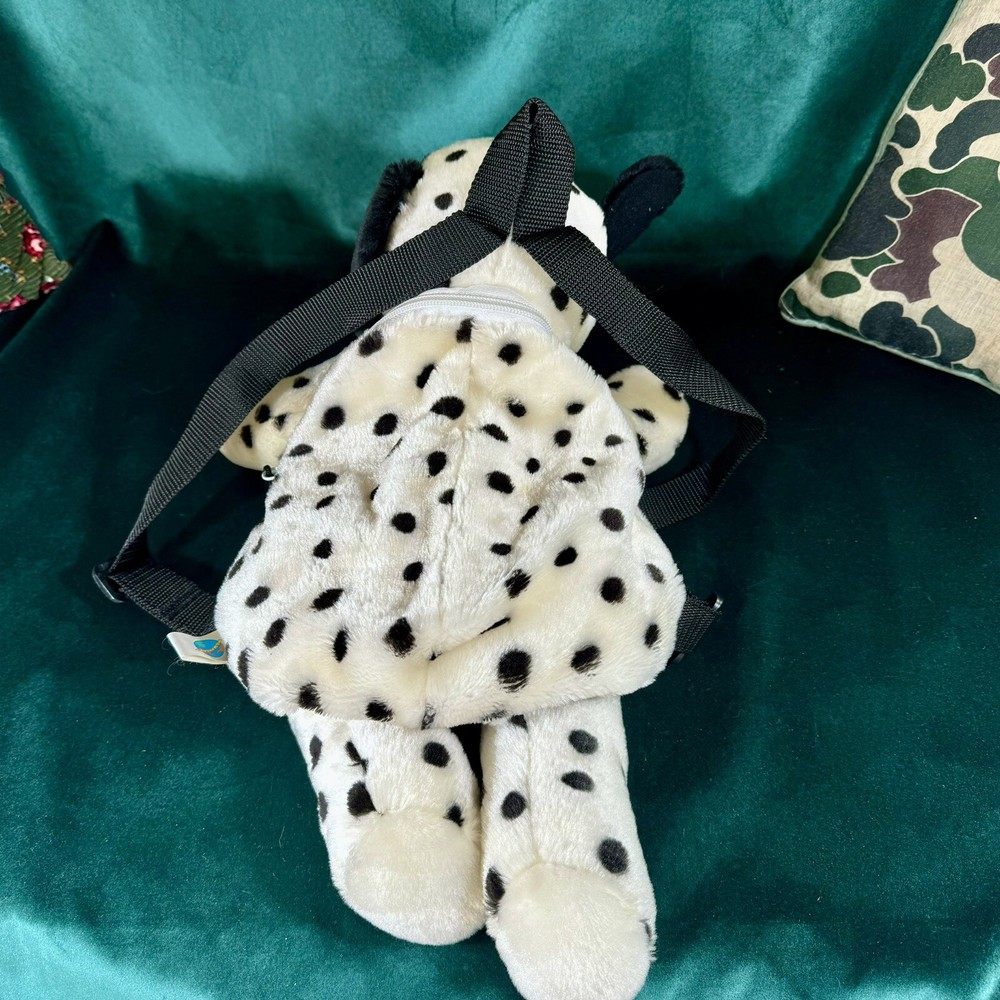 Plushland Dalmatian Backpack Zips Close With Adjustable Black Straps