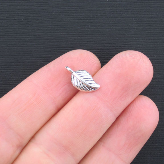 15 Leaf Charms Antique Silver Tone 2 Sided - SC1167