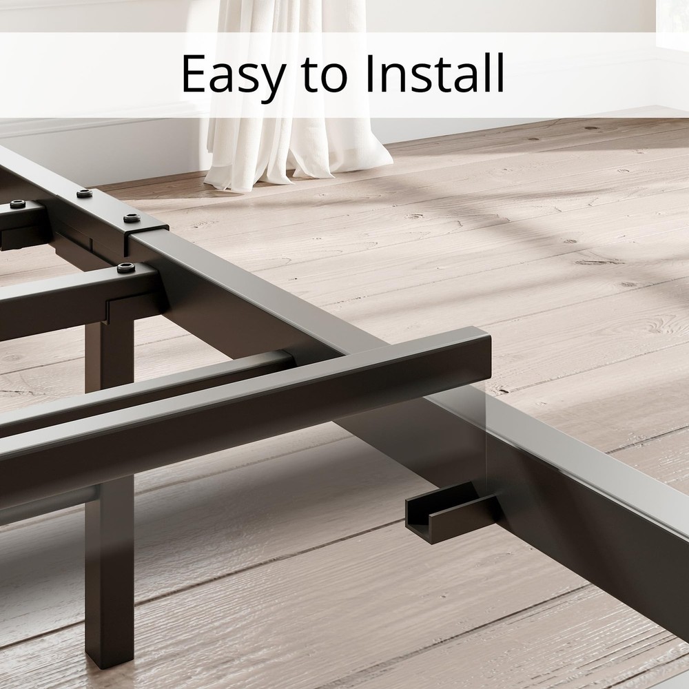 LIKIMIO King Size Bed Frame, Storage Headboard with Charging Station, Solid a...