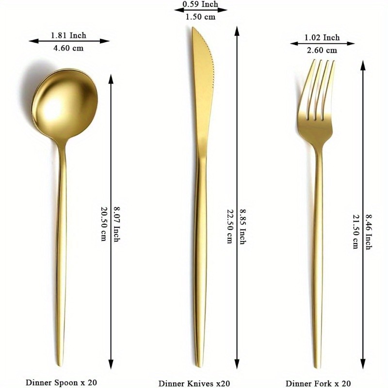 60pcs Gold Silverware Set, Titanium Gold Plated Stainless Steel Flatware Set
