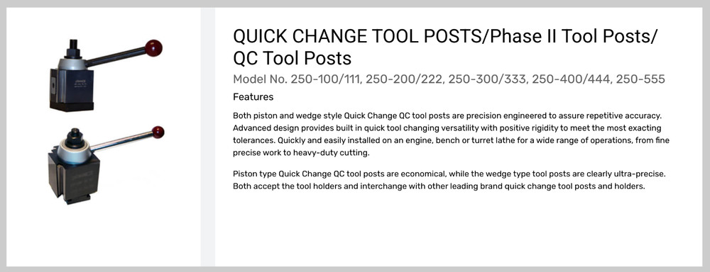 PHASE II 250-100 PISTON TYPE STYLE QUICK CHANGE TOOL POST