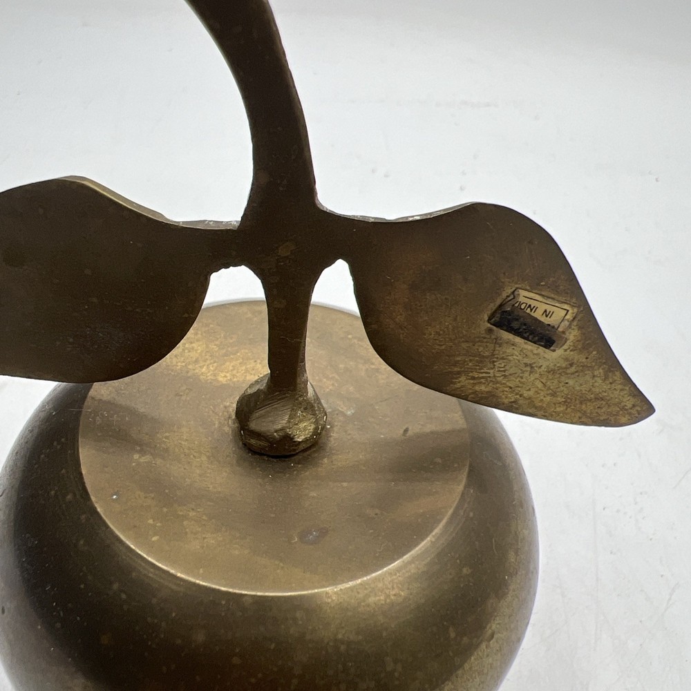 Vintage Solid Brass Apple Bell - India 4.5” With Patina