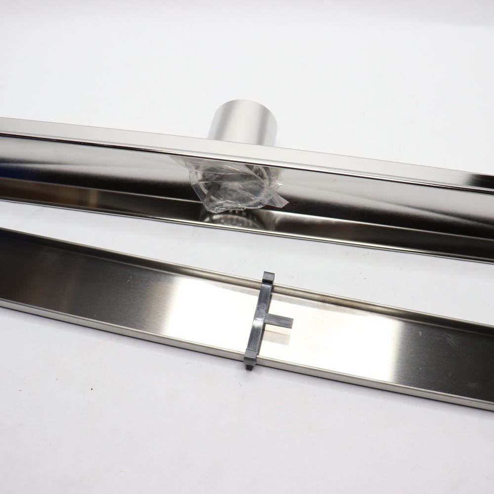 Rainlex Linear Shower Drain with Square Pattern Drain Cover Brushed Nickel 24"