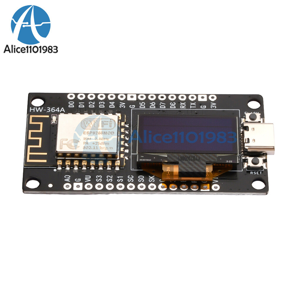 NodeMCU ESP8266 Development Board w/0.96" OLED Display CH340 Driver Module USB C