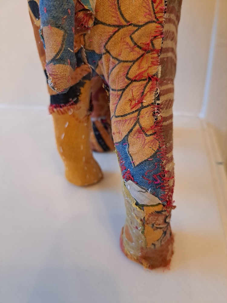 Antique Vintage Indian Patchwork Embroidered Stuffed Elephant Boho