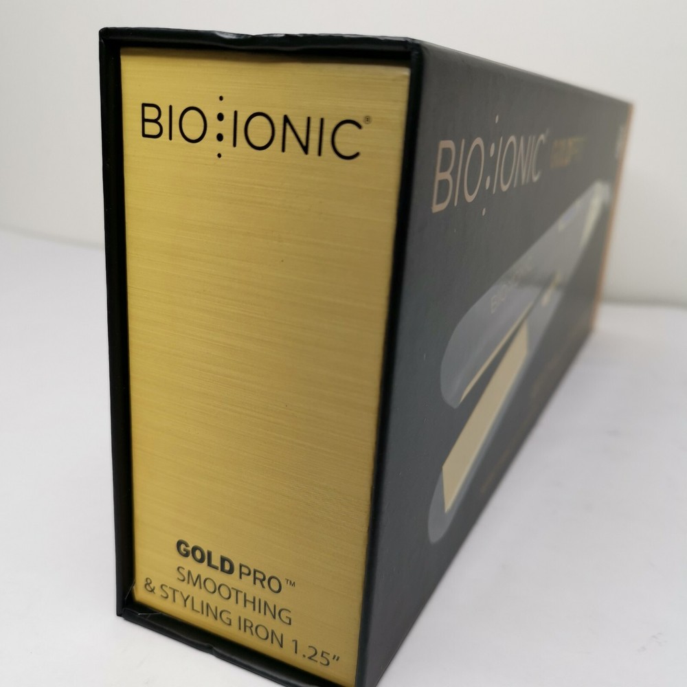 Bio Ionic GoldPro 24K Ceramic Smoothing & Styling Flat Iron 1.25" New
