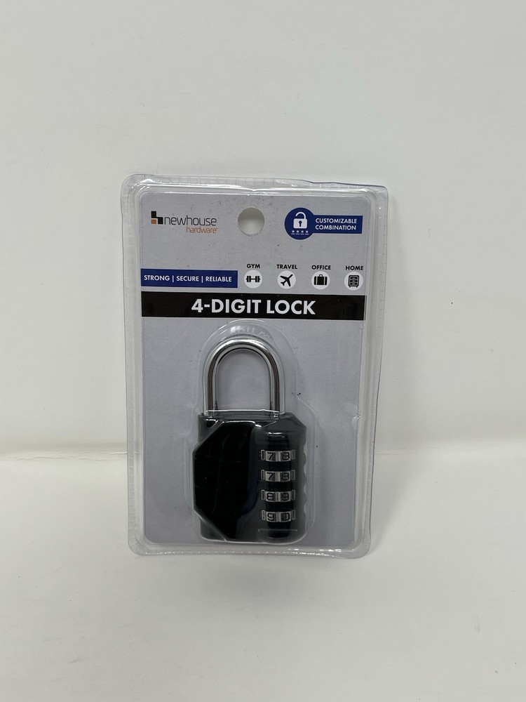 Newhouse Hardware Improved 4-Digit Combination Lock, Black