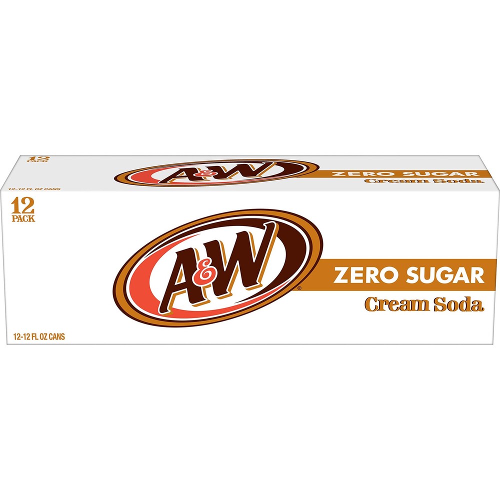 A&W Cream Soda Zero Sugar, 12 fl oz cans, 12 pack
