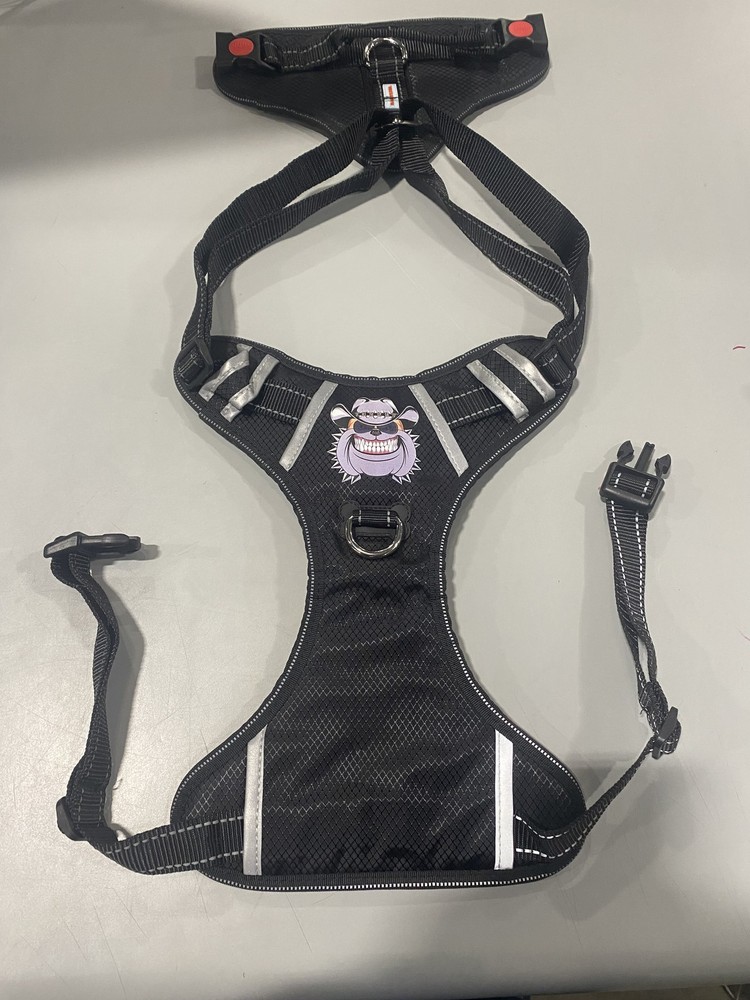 BABYLTRL DOG HARNESS WITH PITPULL GRAPHIC - BLACK