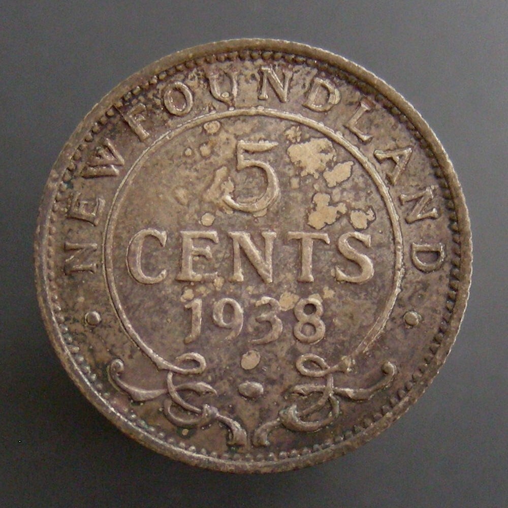 Newfoundland 1938 George VI 5c Five Cent Silver