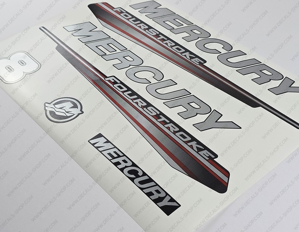 Mercury 8 hp Four Stroke 2013-2017 RED outboard engine decals sticker
