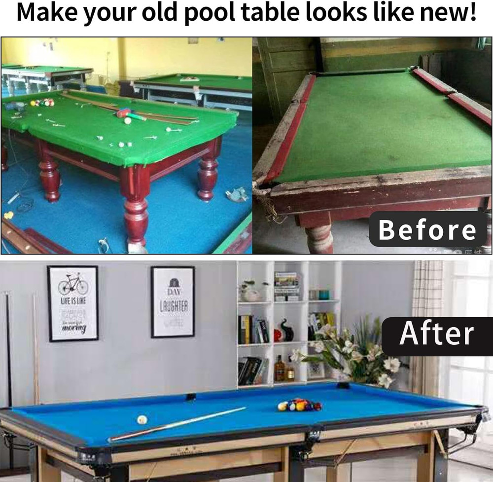 8" Pool Table Felt W/ 6 Cloth Strips, Pre Cut Billiard Table Cloth Felt