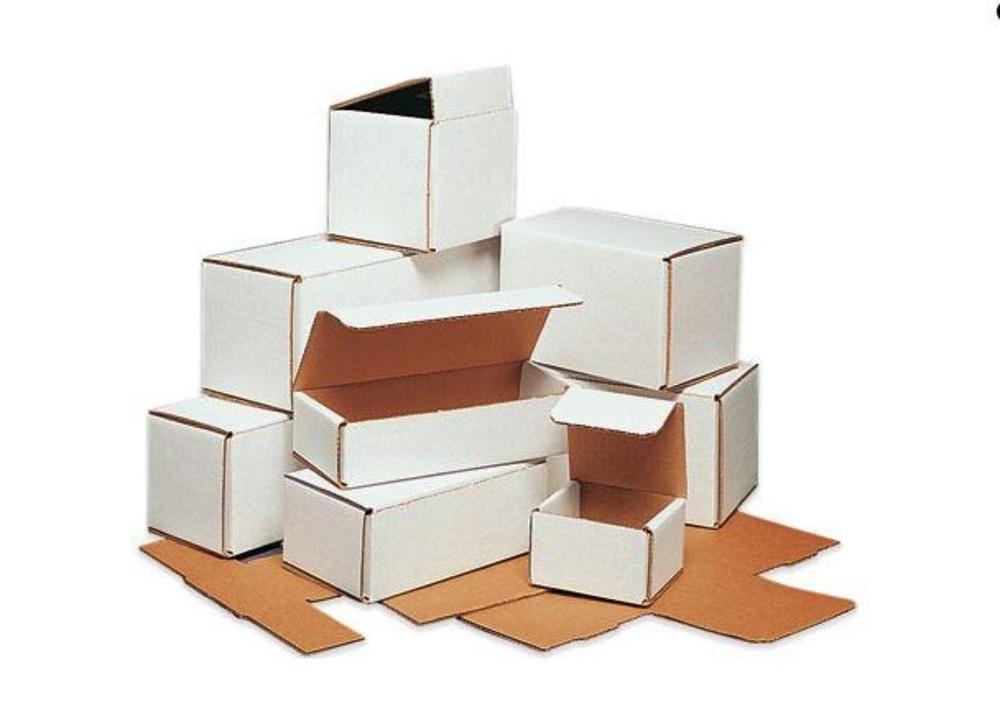 Secure Seal Shipping Boxes - 5x3x2" Mailers - White Foldable Corrugated