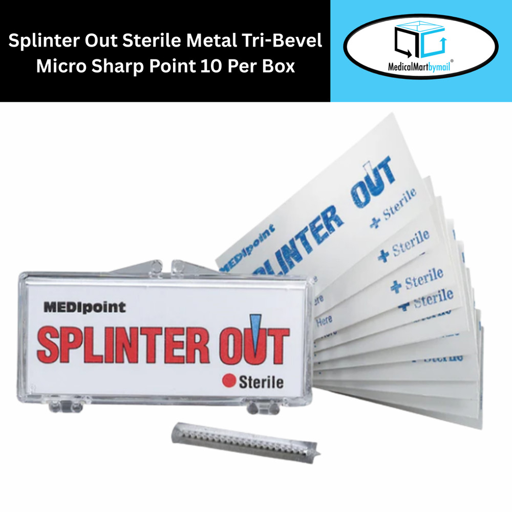Splinter Out Sterile Metal Tri-Bevel Micro Sharp Point 10 Per Box MS-85770