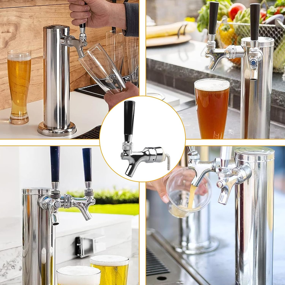 PERA Draft Beer Keg Faucet Chrome Plating Shank Tap Kit