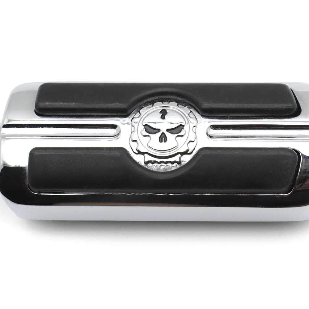 Chrome Angled Adjustable Skull Foot Peg For 1.25" Engine Guard Frame Tube