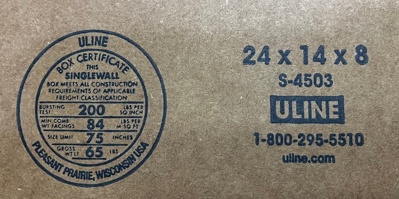 24" x 14" x 8" Cardboard Corrugated Box - SINGLE BOX